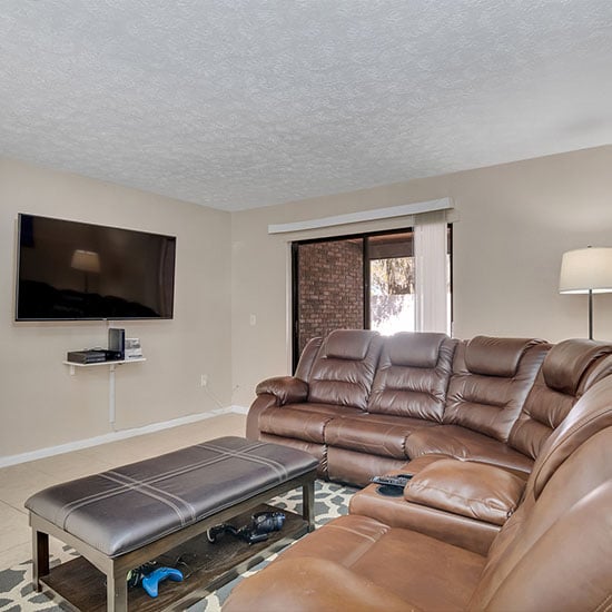 sober living | interior of sober townhome living room smart TV high speed internet and other luxury accommadations 550